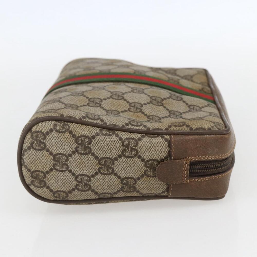 GUCCI GG Supreme Web Sherry Line Clutch Bag PVC Beige Gold 89 01 012 Auth 158514 - Picture 4 of 16